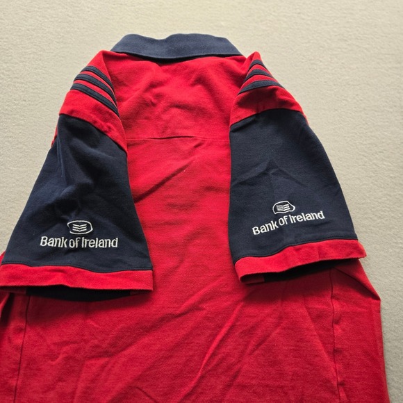 Adidas Munster Rugby Polo Shirt Mens Small Red Navy Blue Short Sleeve Jersey - Picture 3 of 7